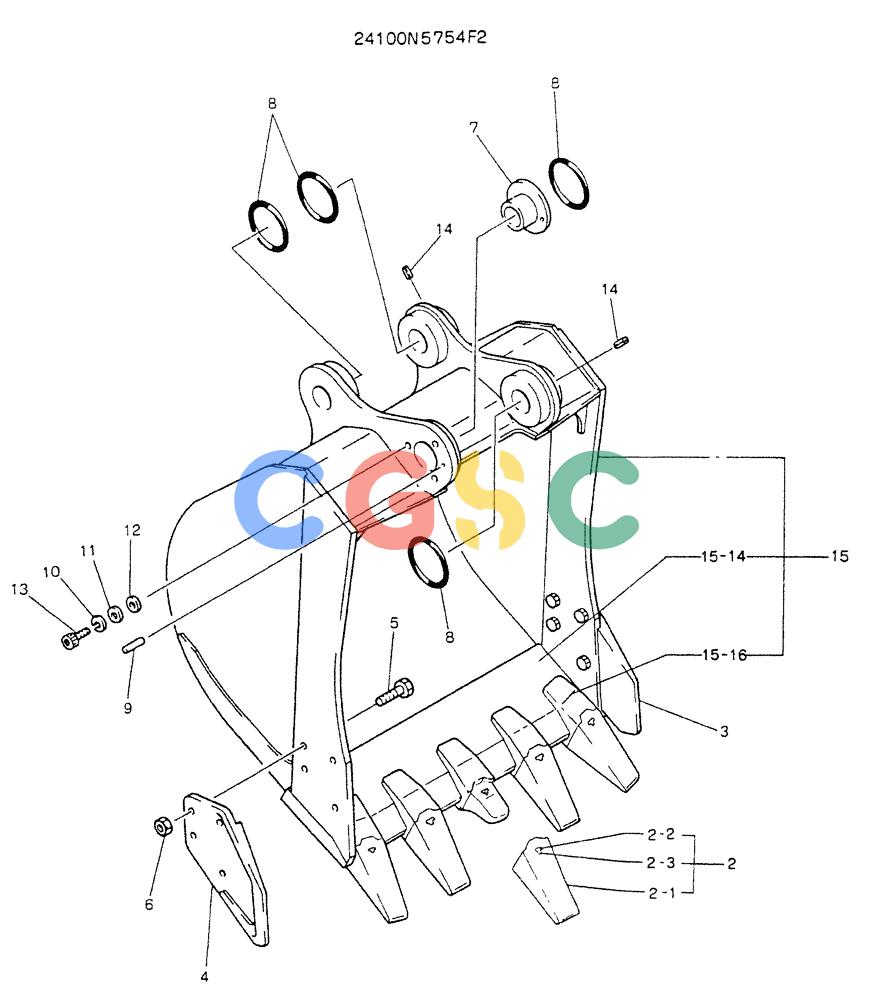 神钢零件查询(K907LC) - MARK II EXCAVATOR BTW YQU0001 - YQU0400 (1/87-12/03) (07-003) - BUCKET ASSY, 0.7M³ (0.92CU YD) Kobelco