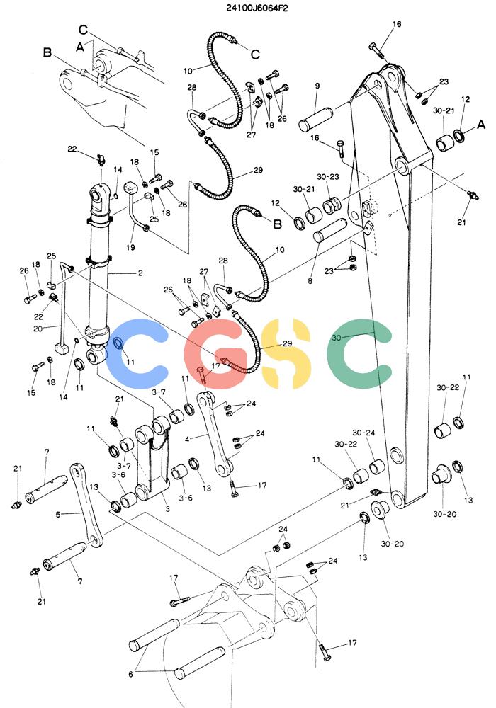 神钢零件查询(K904EL) - EXCAVATOR ASN LX1401 (1/86-12/03) (09-002) - ARM ASSY, 2.77M (9FT 1IN) (SUPER LONG) Kobelco