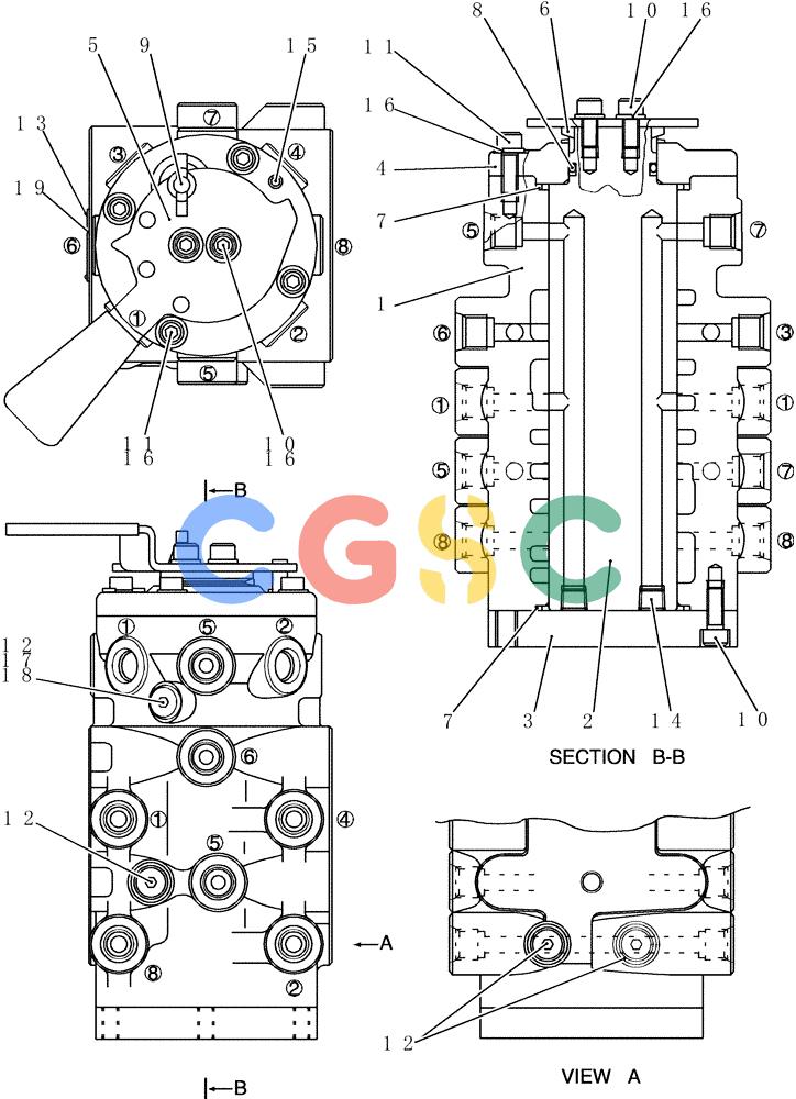 神钢零件查询(200-8) - EXCAVATOR S/N YN11-45001 - (1/06-12/09) (HC880-01-1) - VALVE ASSY, SELECTOR Kobelco