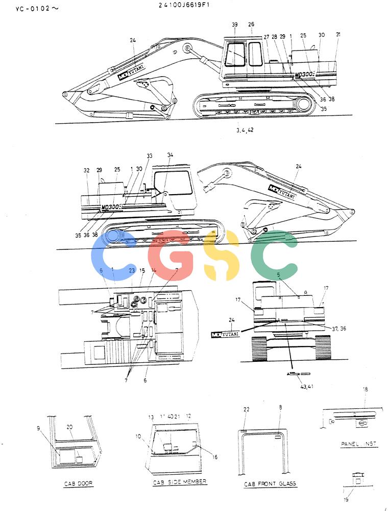 神钢零件查询(MD300LC) - EXCAVATOR BTW YC0101 - YC0300 (1/80-12/06) (08-042) - LABEL NAME-PLATE Kobelco
