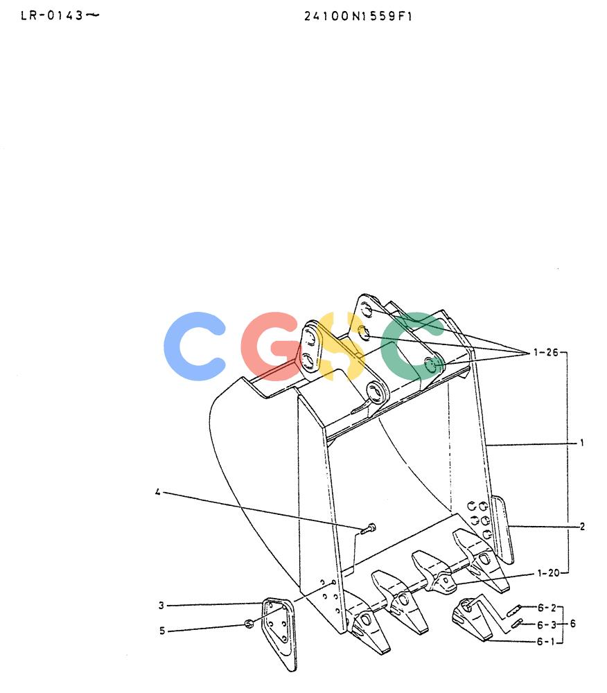 神钢零件查询(K914) - EXCAVATOR ASN LR-0143 (1/79-12/03) (08-008) - BUCKET ASSY 1.0M³ Kobelco