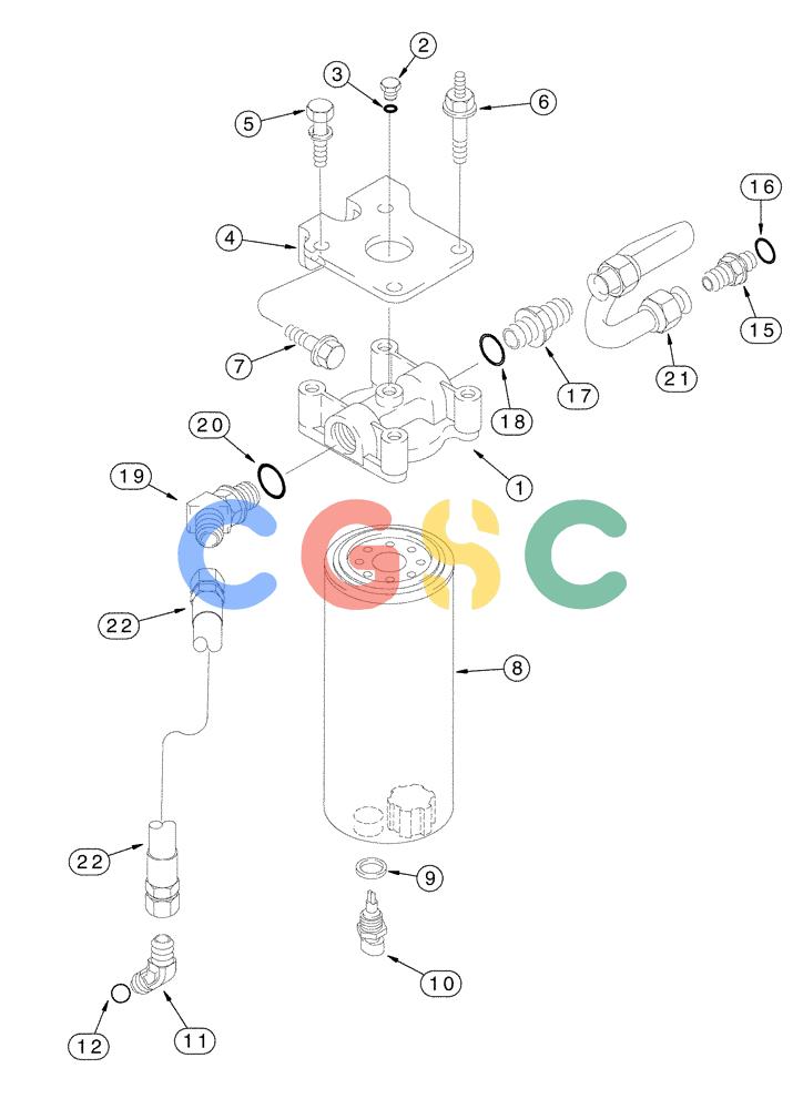 凯斯零件查询(FLX3330B) - FLOATER (12/99-9/02) (02-025) - FUEL FILTER & CONNECTIONS (FLX3300B CASE ENGINE) Case Agriculture