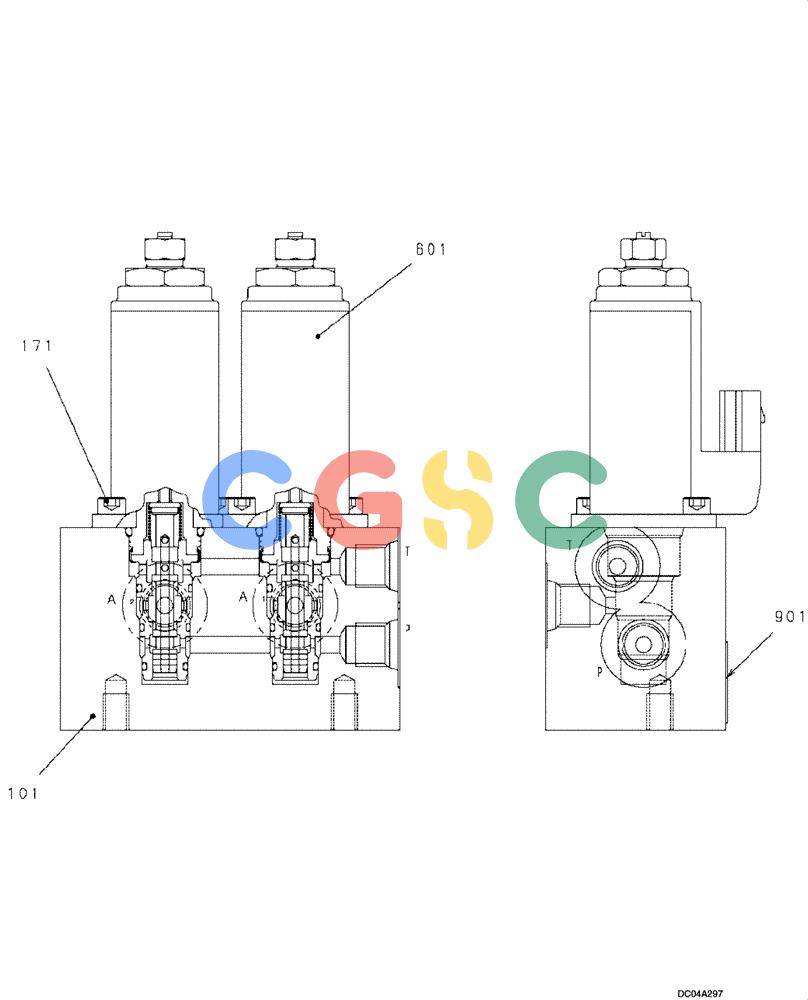 纽荷兰零件查询(EH160) - CRAWLER EXCAVATOR (9/03-) (08 -74[00]) - VALVE ASSY - SOLENOID (YN35V00040F1) New Holland Constructuion