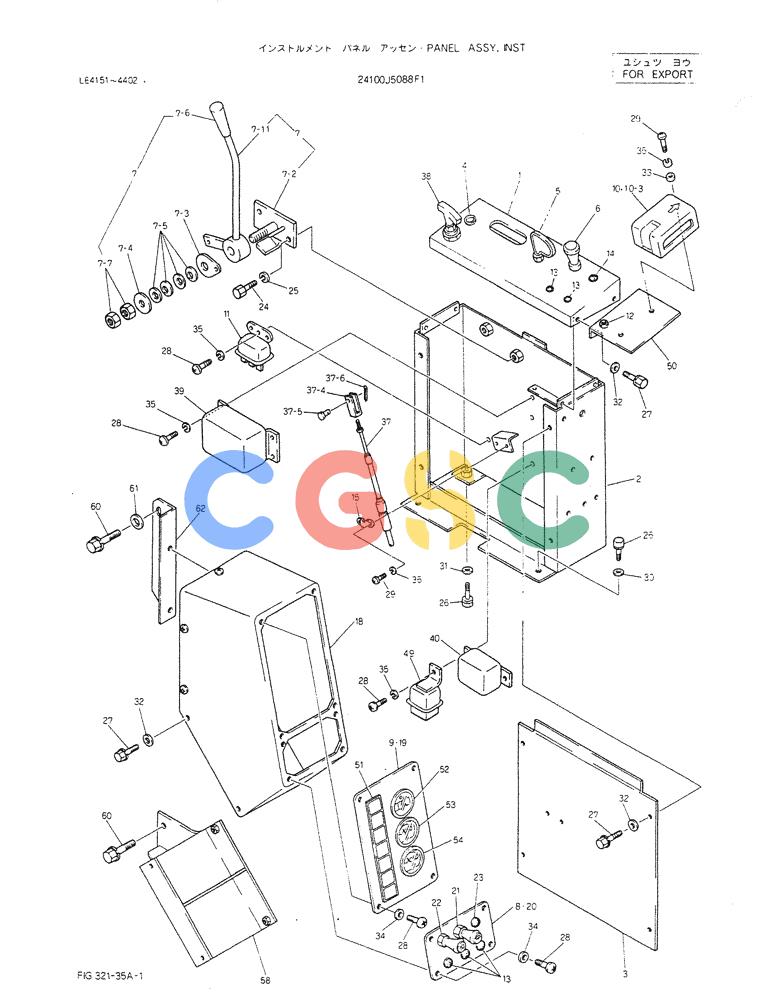 神钢零件查询(K903B) - EXCAVATOR ASN LE3401 (1/85-12/03) (08-015) - PANEL ASSY, INST (FOR EXPORT) P/N 24100J5088F1 Kobelco