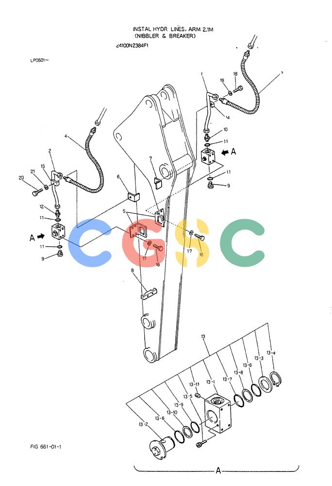 神钢零件查询(K905LC) - EXCAVATOR BTW YP0115 - YP0301 (1/85-12/03) (07-031 ) - INSTAL HYDR LINES ARM 2.1M Kobelco