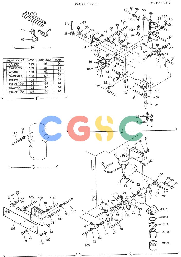 神钢零件查询(K905LC) - MARK II EXCAVATOR BTW YP1001 - YP1281 (1/87-12/03) (03-007[02]) - REMOTE CONTROL ASSY (P/N 24100J6683F1) Kobelco