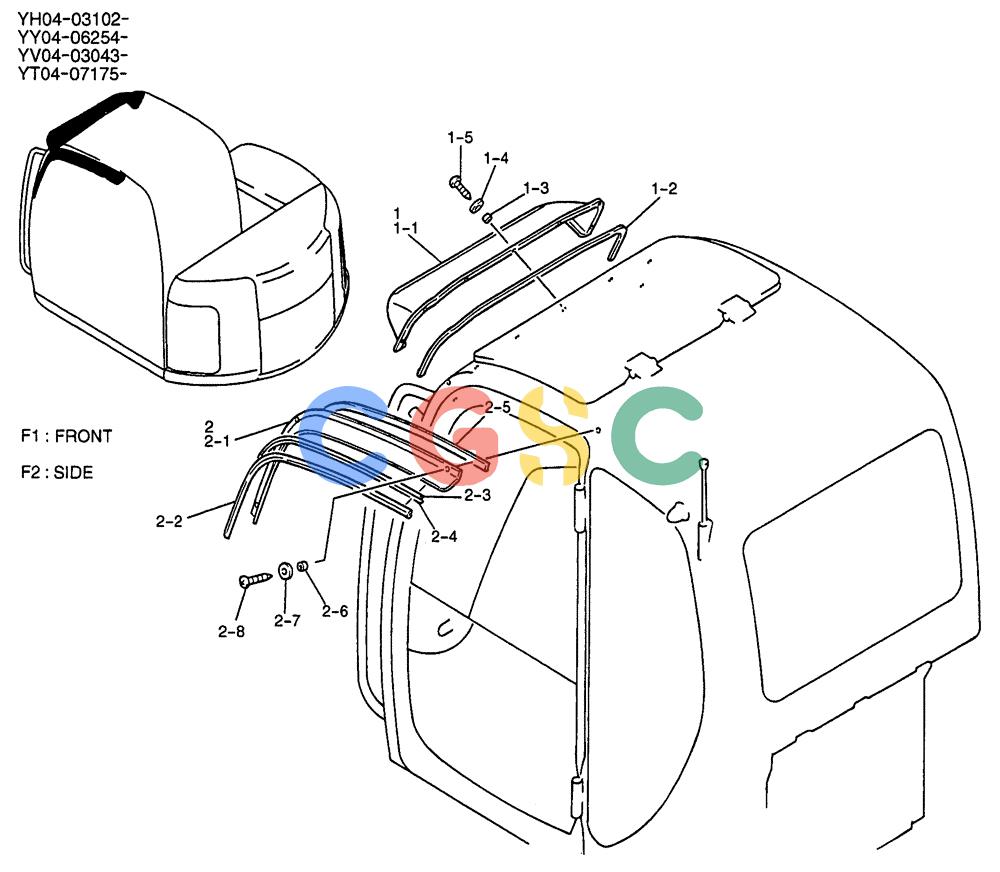 纽荷兰零件查询(E235SRLC) - CRAWLER EXCAVATOR BTW YU04-00837 - YU04-01417 (05-012) - SUN VISOR ASSY New Holland Constructuion