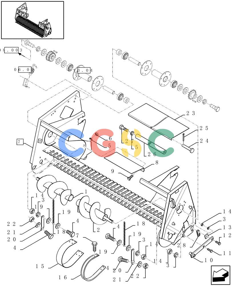 凯斯零件查询(LBX431R) - BIG RECTANGULAR BALER 'ROTOR CUTTER' (6/01-12/03) (13.06[01]) - PICK-UP, FRAME Case Agriculture