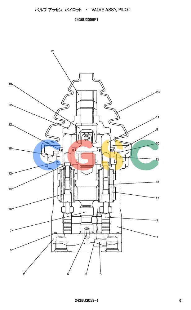 神钢零件查询(ED150-1E) - BLADE RUNNER EXCAVATOR/DOZER ASN YL05-00555 (11/03-12/04) (04-001) - VALVE ASSY, PILOT 2436U3059F1 Kobelco