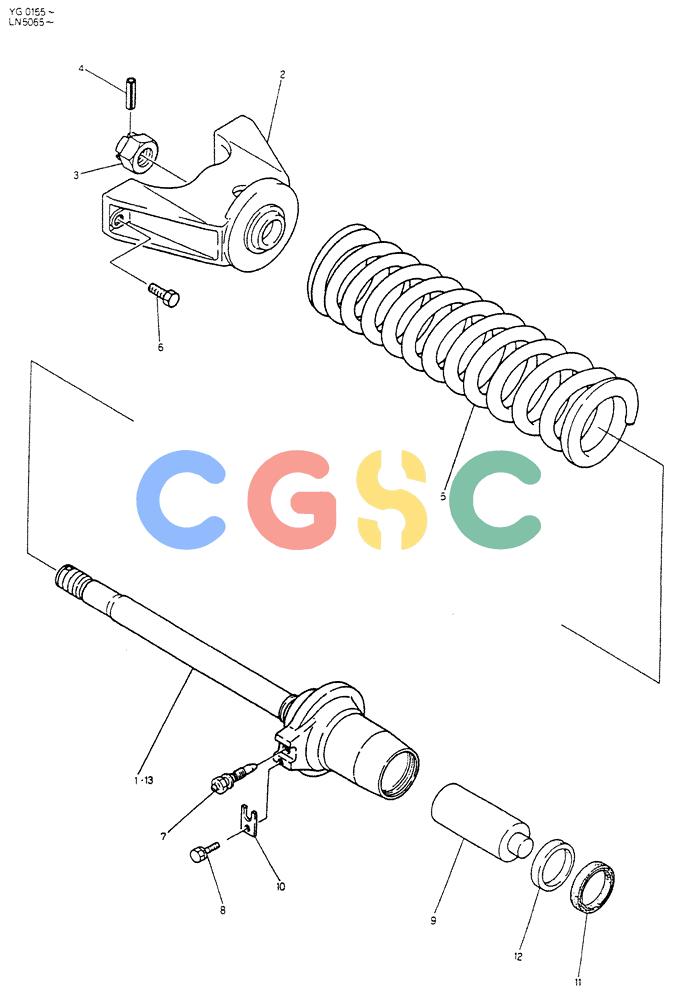 神钢零件查询(K907CLC) - EXCAVATOR BTW YG0101 - YG0500 (1/85-12/03) (05-007) - SPRING ASSY, TRACK (P/N-24100N2798F1) Kobelco