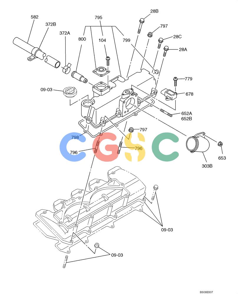 纽荷兰零件查询(E70BSR) - COMPACT CRAWLER EXCAVATOR BTW YT05-15001 - 18000 (NA) (4/08-) (09-10-00[00]) - INTAKE MANIFOLD New Holland Constructuion
