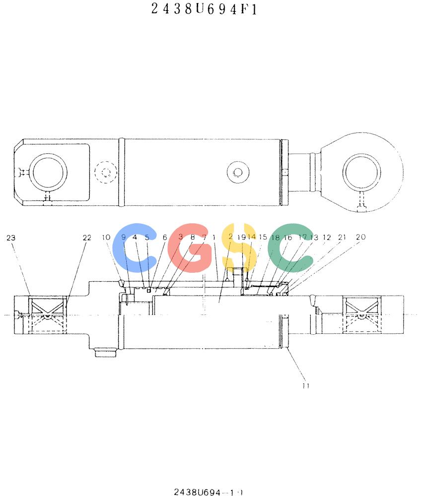 神钢零件查询(K907LC) - MARK II EXCAVATOR ASN YQ0565 (NA) (1/87-12/03) (11-048) - CYLINDER ASSY, P/N 2438U694F1 Kobelco