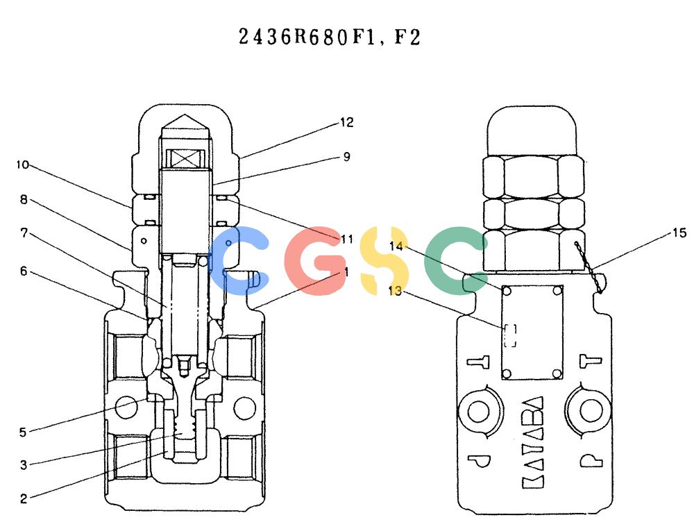 神钢零件查询(K907LC) - MARK II EXCAVATOR BTW YQU0001 - YQU0400 (1/87-12/03) (11-001 ) - VALVE ASSY, RELIEF 2436R680F1, F2 Kobelco