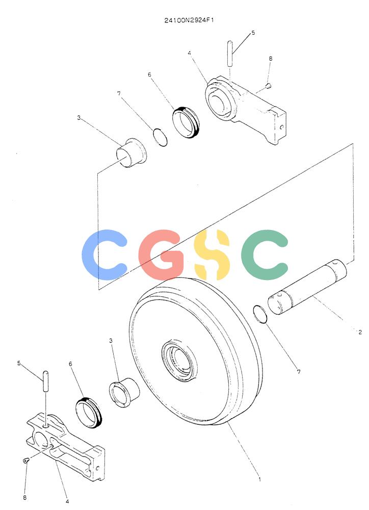 神钢零件查询(K904L) - MARK II EXCAVATOR BTW LX1501 - LX1525 (1/88-12/03) (06-006) - IDLER ASSY, P/N 24100N2924F1 Kobelco