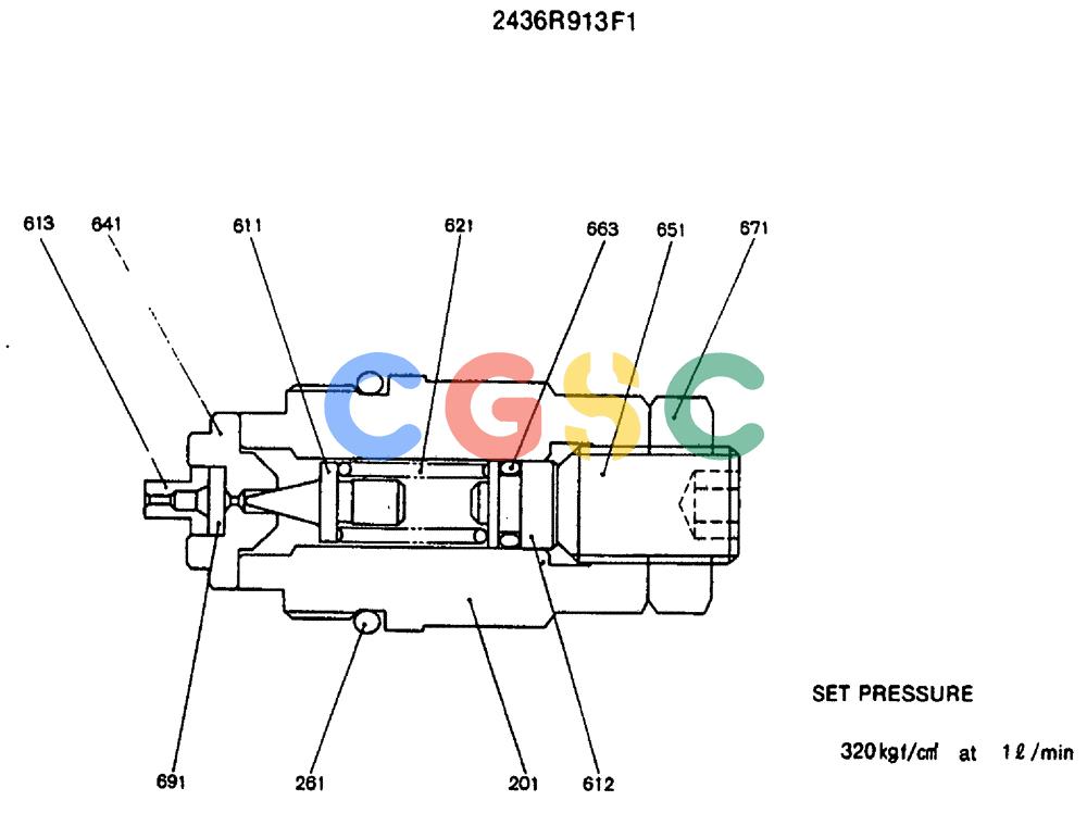 神钢零件查询(MD240C) - EXCAVATOR BTW LLU0301 - LLU0600 (1/80-12/06) (16-005) - VALVE ASSY, RELIEF - 2436R913F1 Kobelco