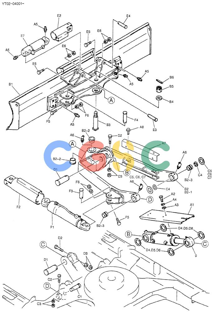 神钢零件查询(DOZER) - ATTACHMENT - SK70SR-1E EXCAVATORS ASN YT02-04001 (1/04-12/04) (02-010) - DOZER ASSY (PTPA DOZER), P/N YT01V00020F1 Kobelco