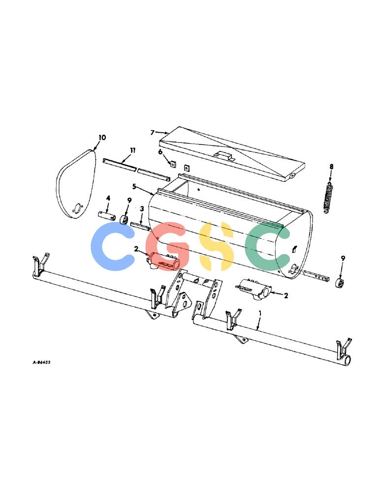凯斯零件查询(DRY) - FERTILIZER UNITS (4-ROW & 6-ROW) (1/66-12/71) (A-088) - DRY FERTILIZERS, HOPPER AND MAIN FRAME, FOR 500 LB CAPACITY HOPPERS, FOUR ROW Case Agriculture