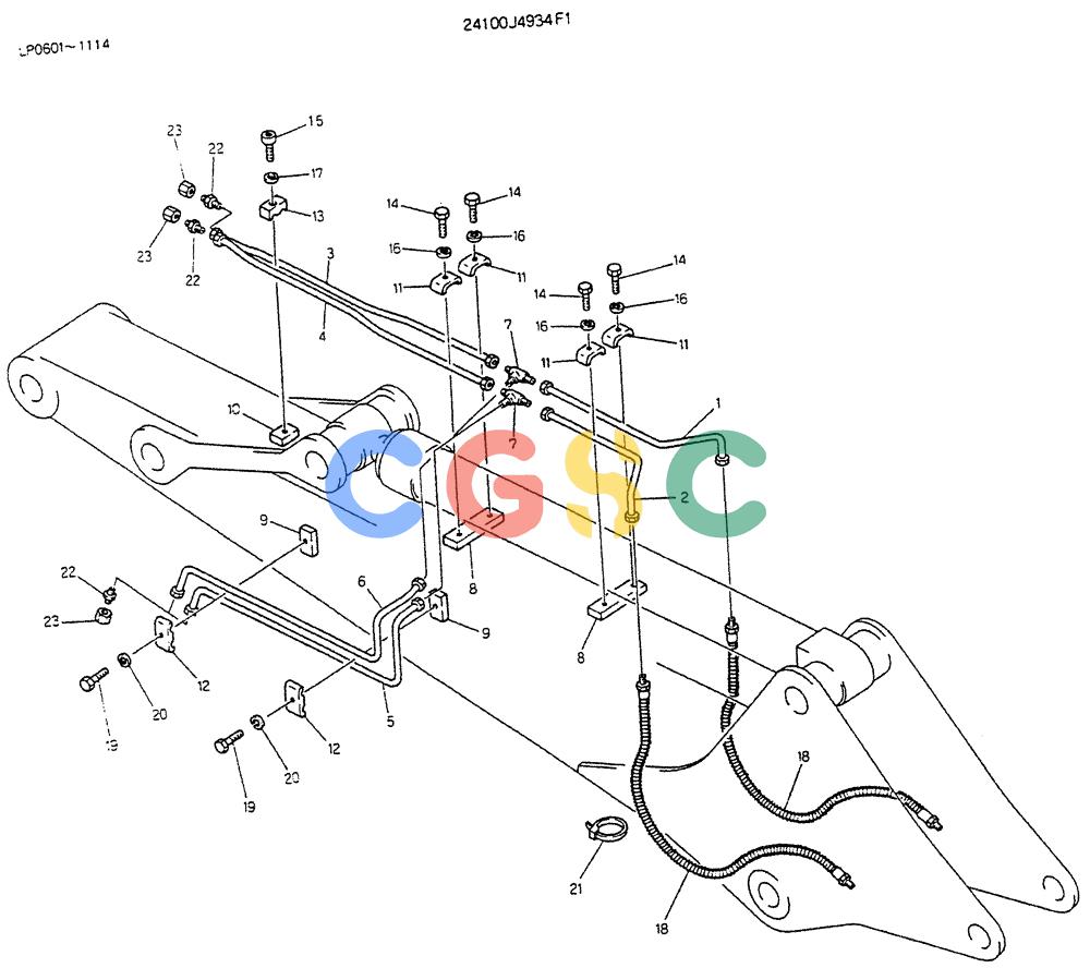 神钢零件查询(K905LC) - EXCAVATOR BTW YP0115 - YP0301 (1/85-12/03) (07-032) - HYDR LINES EXTRA ARM 2.1M Kobelco