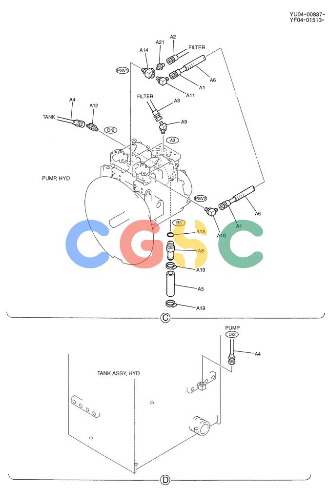 纽荷兰零件查询(E235SRLC) - CRAWLER EXCAVATOR BTW YU04-00837 - YU04-01417 (01-031[02]) - CONTROL LINES, REMOTE, P/N YF06H00002F2 New Holland Constructuion