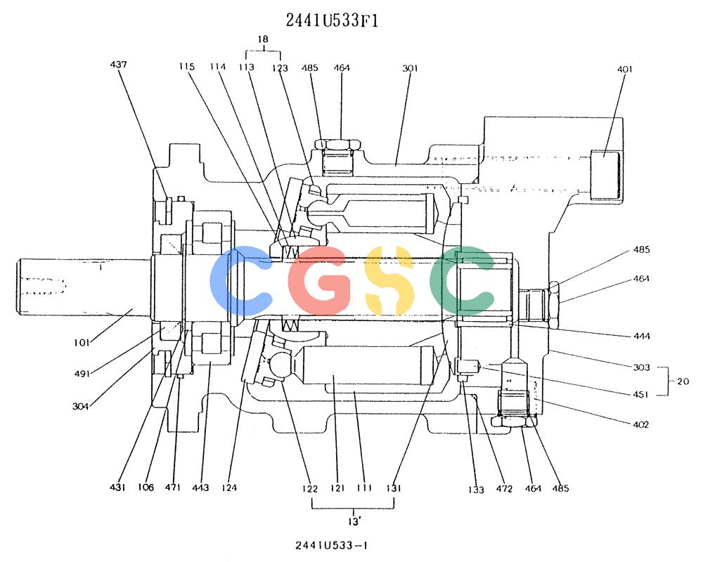 神钢零件查询(K903) - MARK II EXCAVATOR BTW LE6601 - LE7871 (1/88-12/03) (11-067) - MOTOR ASSY (SWING) Kobelco