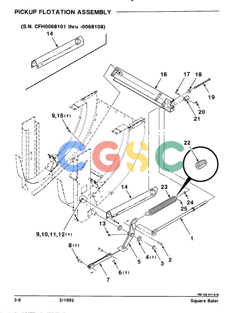 凯斯零件查询(8570) - CASE IH MID-SIZE RECTANGULAR BALER (1/91-12/96) (3-06) - PICKUP FLOTATION ASSEMBLY Case Agriculture
