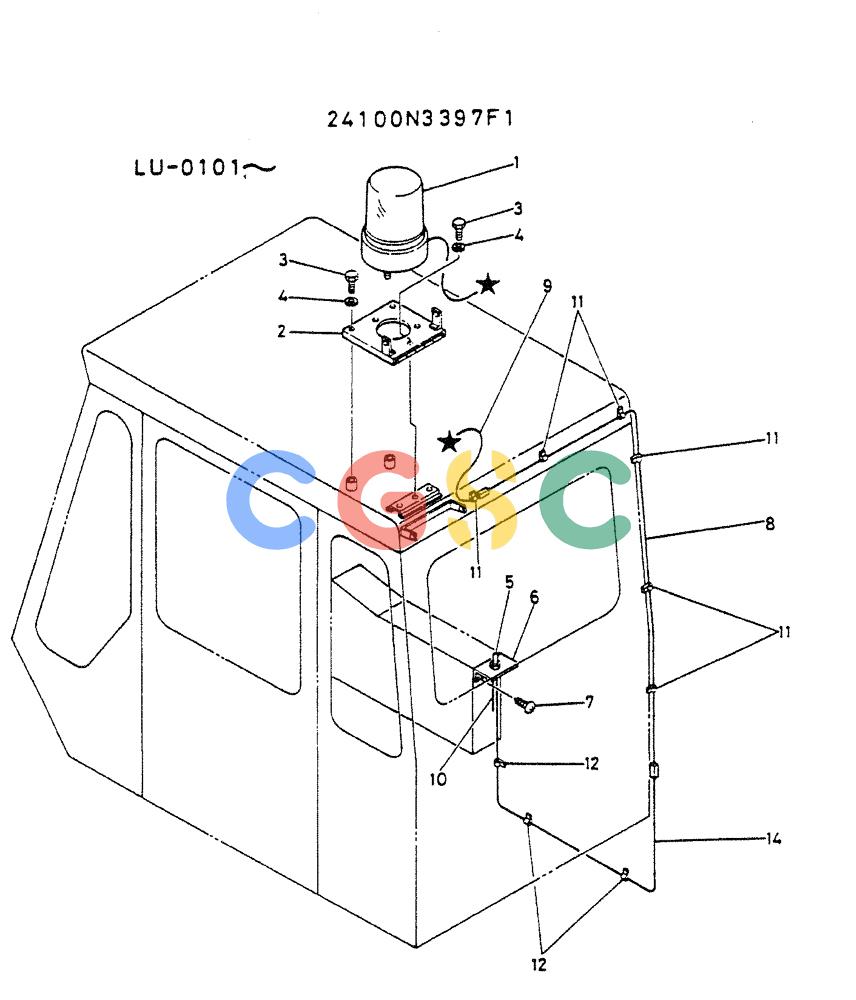 神钢零件查询(K935) - EXCAVATOR SUPPLEMENT ASN LU00154 (1/76-12/03) (07-027) - LIGHT ASSY, ROTARY (FOR ALASKA) Kobelco