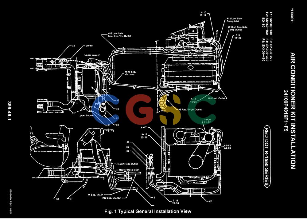 神钢零件查询(ED180) - BLADE RUNNER EXCAVATOR/DOZER ASN YLU0001 (1/99-12/01) (05-017[01]) - AIR CONDITIONER KIT INSTALLATION Kobelco