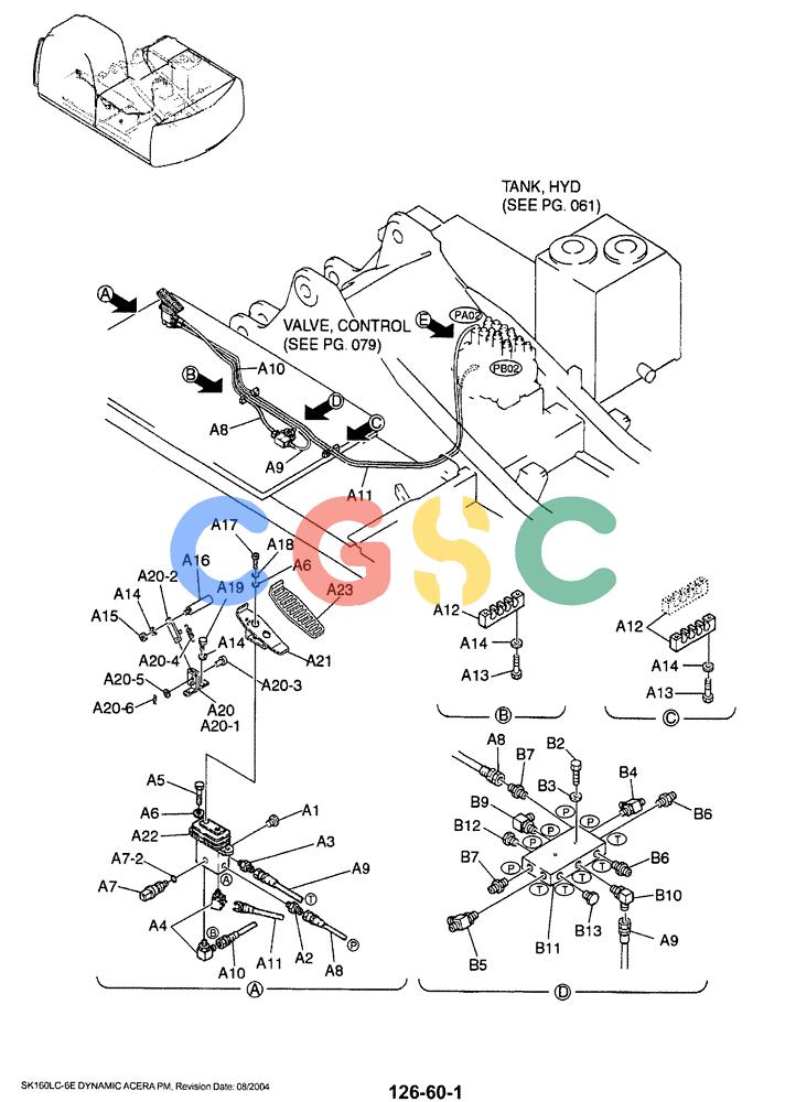 神钢零件查询(SK160LC-6E) - DYNAMIC ACERA EXCAVATOR 08/2004 ASN YM03U0523 (8/04-12/07) (01-037[01]) - CONTROL LINES - REMOTE, P/N YM68H00010F1 Kobelco