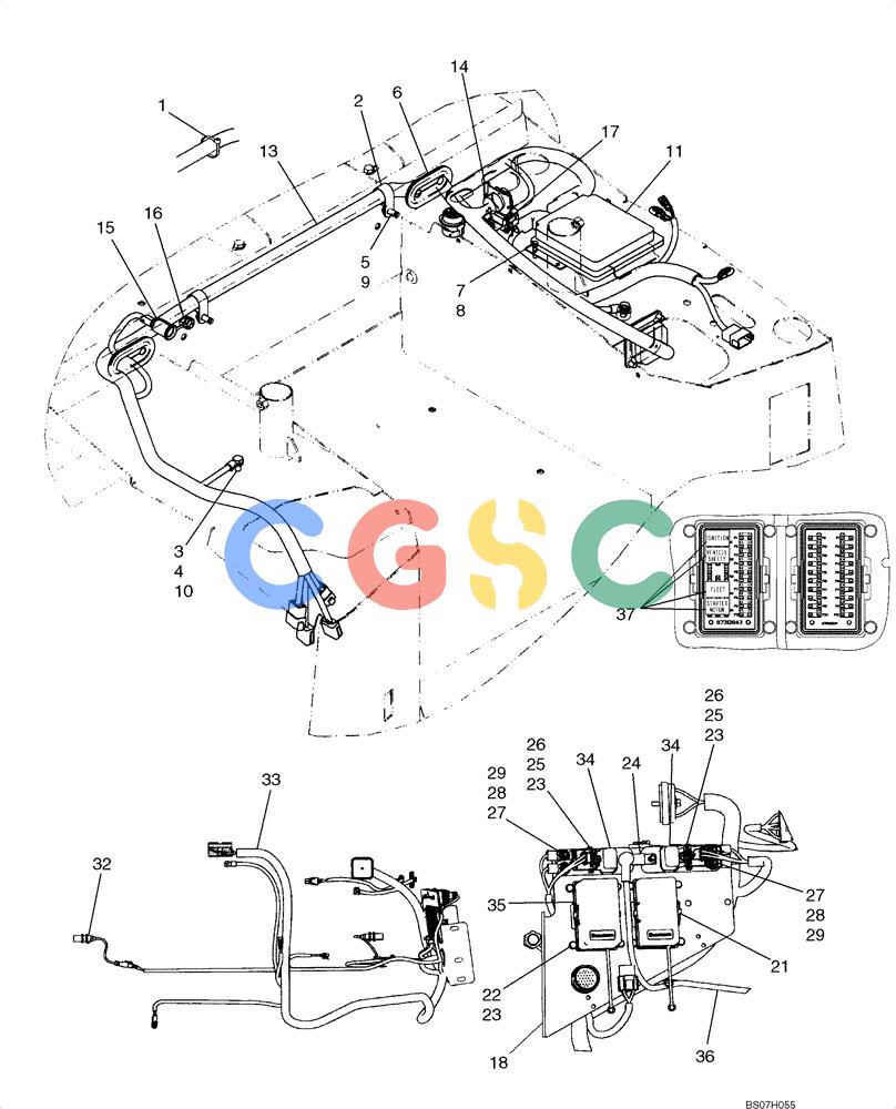 纽荷兰零件查询(D95) - CRAWLER DOZER - NA (1/06-) (04-15A) - HARNESS, MCLAUGHLIN CAB/ CANOPY ROPS - HARNESS, MICROCONTROLLER New Holland Constructuion