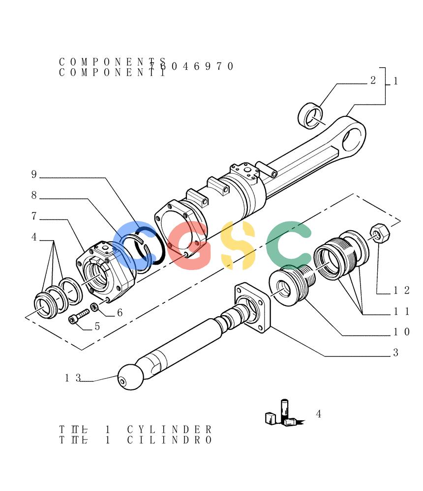 纽荷兰零件查询(DC180PS) - CRAWLER DOZER (11/00-) (9.470[02]) - TILT CYLINDER - FRONT IMPLEMENT - OPTIONAL CODE 76040980 New Holland Constructuion