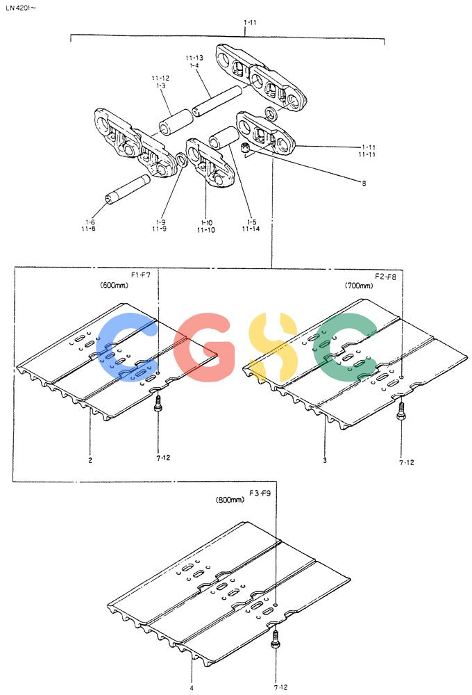 神钢零件查询(K907CLC) - EXCAVATOR BTW YG0101 - YG0500 (1/85-12/03) (07-003) - INSTAL, CRAWLER TRACK (24100N936F1) Kobelco