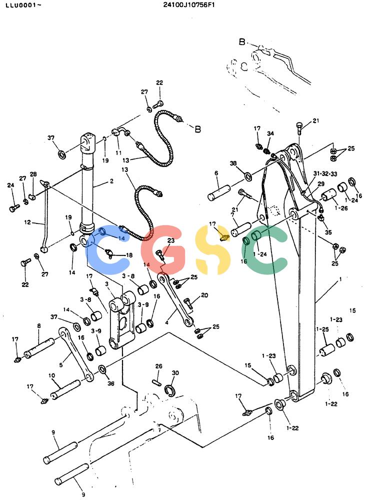 神钢零件查询(MD240BLC) - EXCAVATOR BTW LLU0001 - LLU0300 (1/80-12/06) (07-002) - ARM ASSY, 2.98M (9FT-8IN) Kobelco