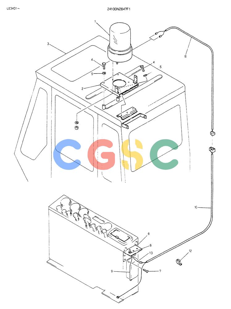 神钢零件查询(K903B) - EXCAVATOR ASN LE3401 (1/85-12/03) (08-030) - LIGHT, ROTARY (FOR EXPORT) P/N 24100N2847F1 Kobelco