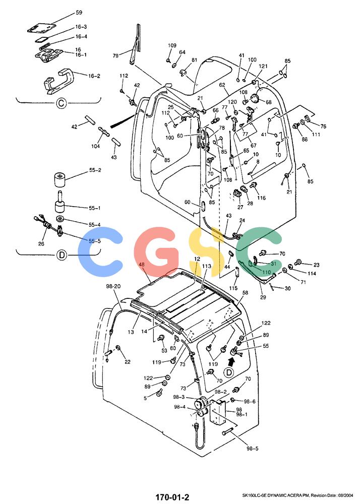神钢零件查询(SK160LC-6E) - DYNAMIC ACERA EXCAVATOR 08/2004 ASN YM03U0523 (8/04-12/07) (01-043[02]) - CAB ASSEMBLY Kobelco