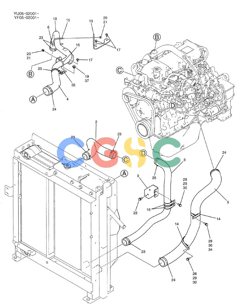 纽荷兰零件查询(E235BSRNLC) - CRAWLER EXCAVATOR ASN YU05-02001 (01-007[02]) - RADIATOR GROUP New Holland Constructuion