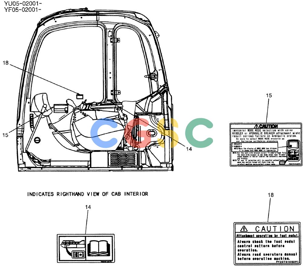 纽荷兰零件查询(E235BSRNLC) - CRAWLER EXCAVATOR ASN YU05-02001 (05-017) - NAME PLATE INSTAL (CAB) New Holland Constructuion
