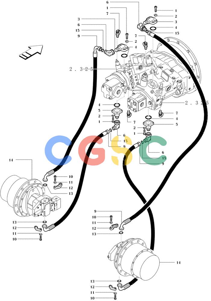 纽荷兰零件查询(FD80) - CRAWLER DOZER (1/98-) (2.327[01]) - HYDROSTATIC TRANSMISSION PIPINGS New Holland Constructuion