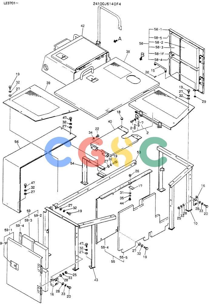 神钢零件查询(K903C) - EXCAVATOR ASN LE5701 (1/87-12/03) (01-015[01]) - GUARD ASSY, P/N 24100J6140F5 Kobelco
