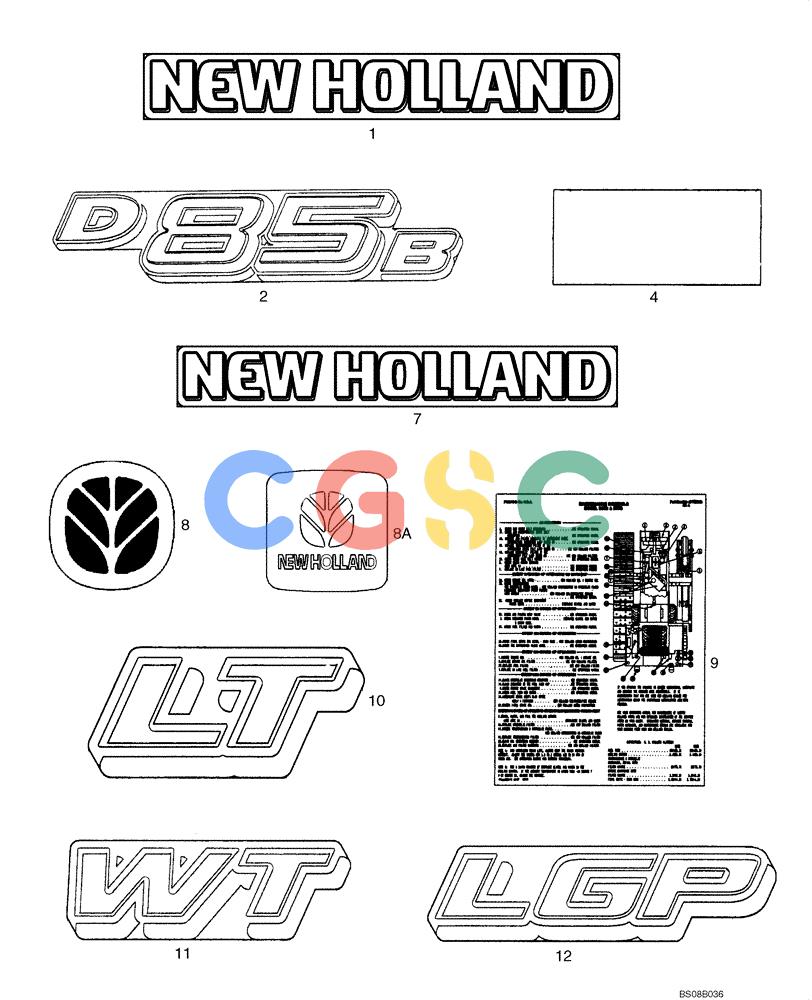 纽荷兰零件查询(D85B) - CRAWLER DOZER TIER 3 (3/08-) (09-51) - DECALS - CANADIAN FRENCH New Holland Constructuion