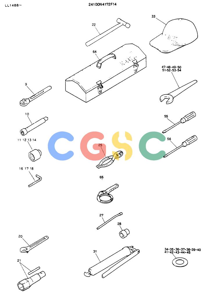神钢零件查询(K909LC) - MARK II EXCAVATOR ASN LL1488 (1/87-12/03) (10-002) - TOOL ASSY Kobelco
