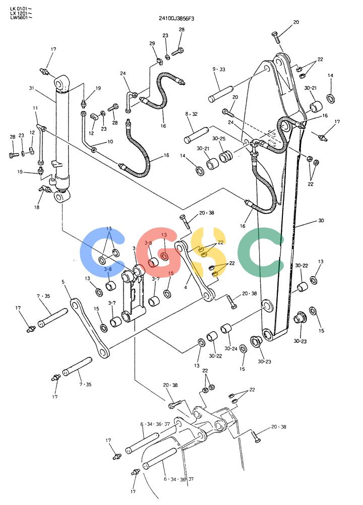 神钢零件查询(K904DL) - EXCAVATOR ASN LX1201 (1/84-12/03) (09-004) - ARM ASSY, 2.65M Kobelco