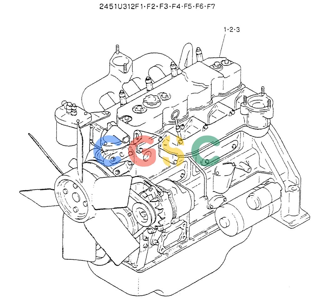 神钢零件查询(K904L) - MARK II EXCAVATOR BTW LX1501 - LX1525 (1/88-12/03) (05-002) - ENGINE ASSY, 2451U312F1, F2, F3, F4, F5, F6, F7 Kobelco