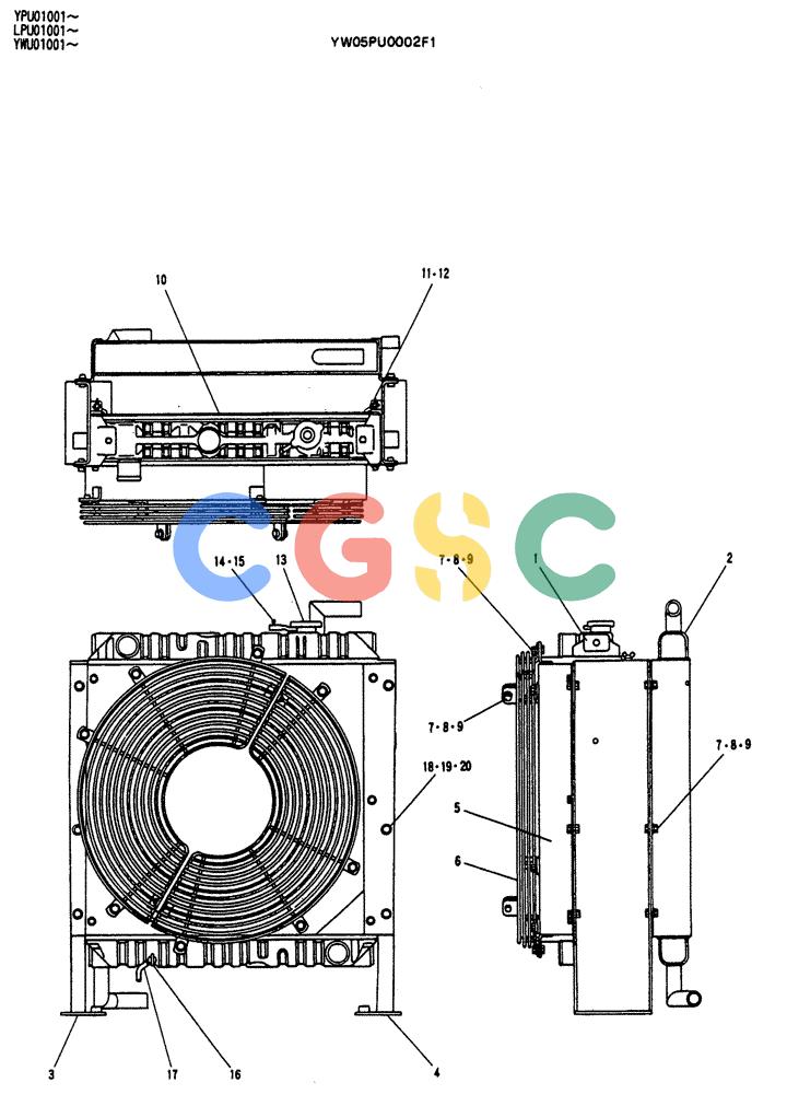 神钢零件查询(SK130LC) - EXCAVATOR BTW YPU1001 - YPU2000 (1/98-12/98) (05-006) - RADIATOR ASSY Kobelco