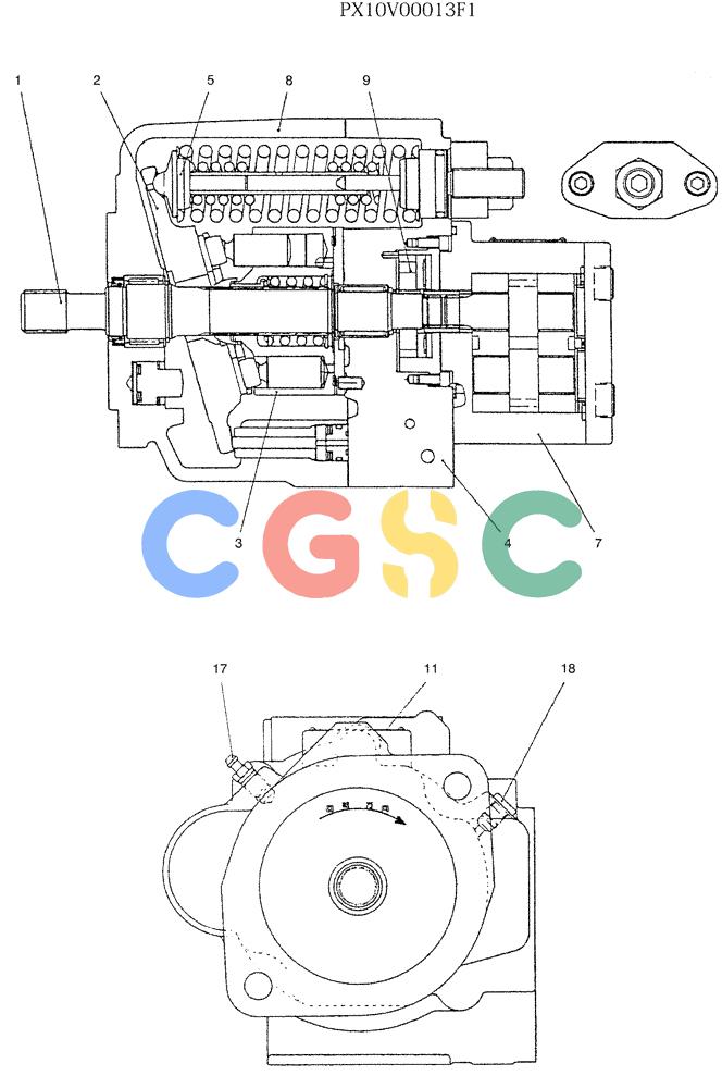 纽荷兰零件查询(E35SR) - COMPACT CRAWLER EXCAVATOR ASN PX13-15001 (N6TN61732) (NA) (1/06-) (07-020) - PUMP ASSY, (PX10V00013F1) New Holland Constructuion