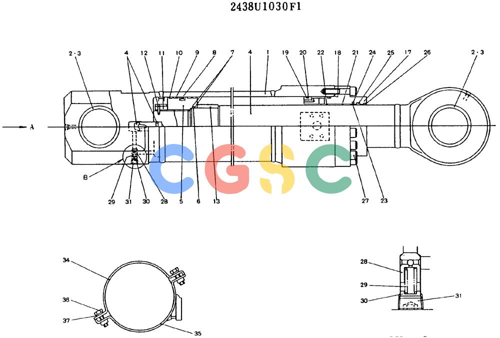 神钢零件查询(MD450BLC) - EXCAVATOR BTW TS0201 - TS0394 (1/80-12/06) (11-027) - CYLINDER ASSY (BUCKET) Kobelco