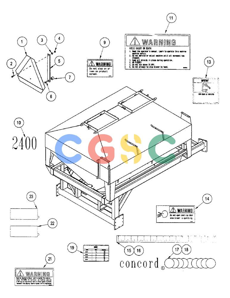 凯斯零件查询(2400) - CONCORD AIR SYSTEM (1/96-12/99) (E38) - DECALS - 2400 GREEN Case Agriculture
