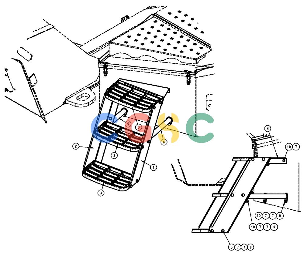 凯斯零件查询(FLX3510) - FLOATER (8/04-8/06) (04-028) - LADDER, FRONT ACCESS Case Agriculture