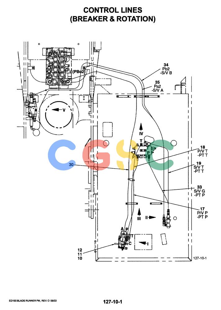 神钢零件查询(ED190LC-6E) - BLADE RUNNER EXCAVATOR/DOZER BTW YL03U0136 - YL03U0292 (1/05-12/06) (01-044[01]) - CONTROL LINES (BREAKER AND ROTATION) Kobelco
