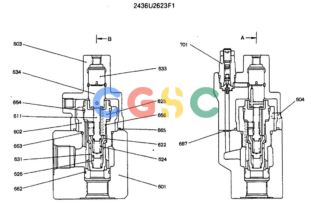 神钢零件查询(MD240C) - EXCAVATOR BTW LLU0301 - LLU0600 (1/80-12/06) (16-009) - VALVE ASSY, HOLDING - 2436U2623F1 Kobelco
