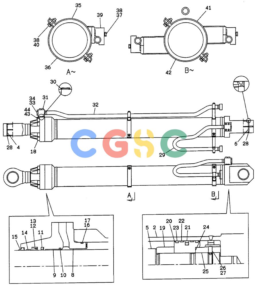 纽荷兰零件查询(E805) - CRAWLER EXCAVATOR (1/05-) (08-173-00[01]) - CYLINDER ASSY ARM 2,98 M (9 FT 9 IN) - WITHOUT LOAD HOLD New Holland Constructuion